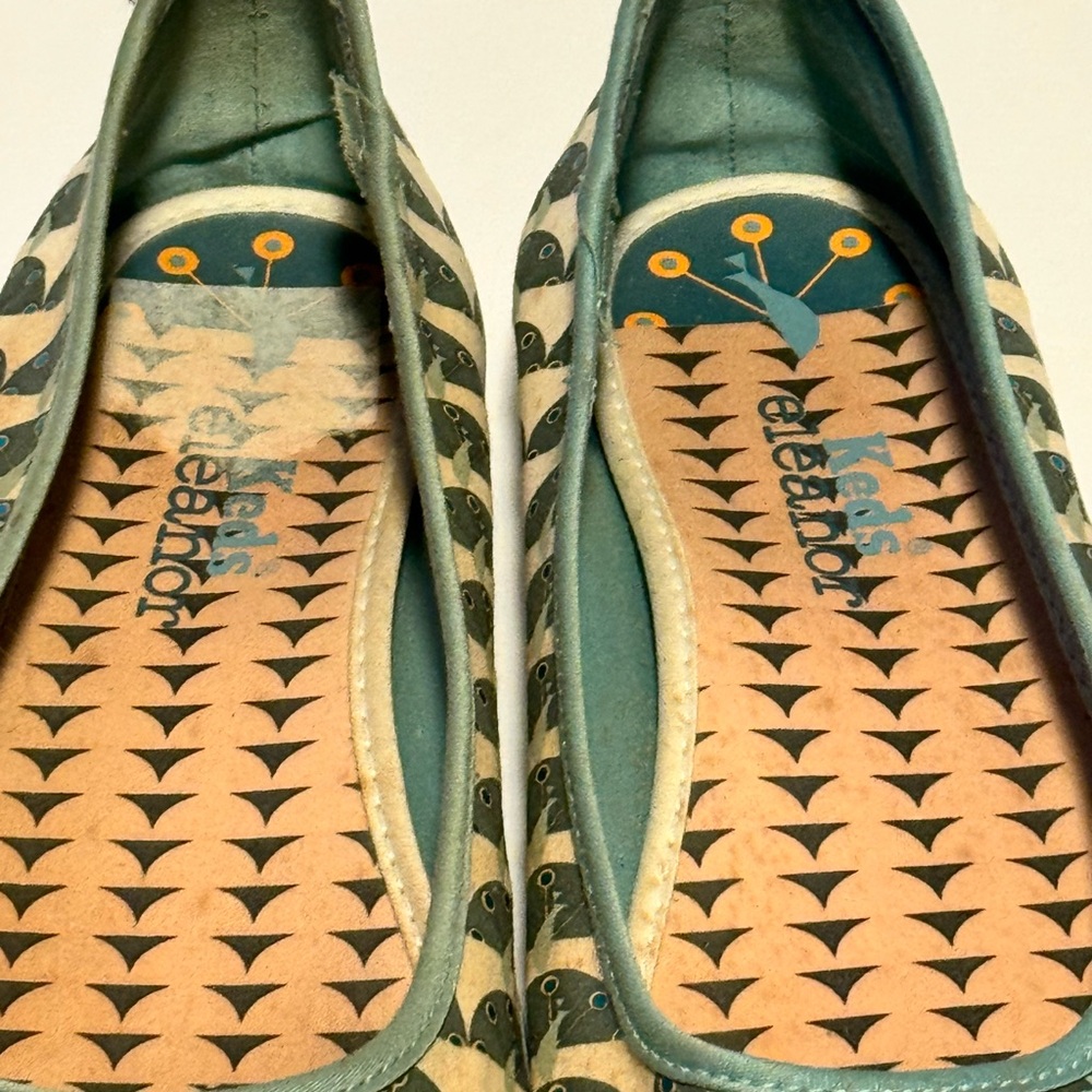 Keds ELEANOR Women's 9.5 Low Flat Slip-On Blue/Brown Peacock Shoes - Picture 4 of 11